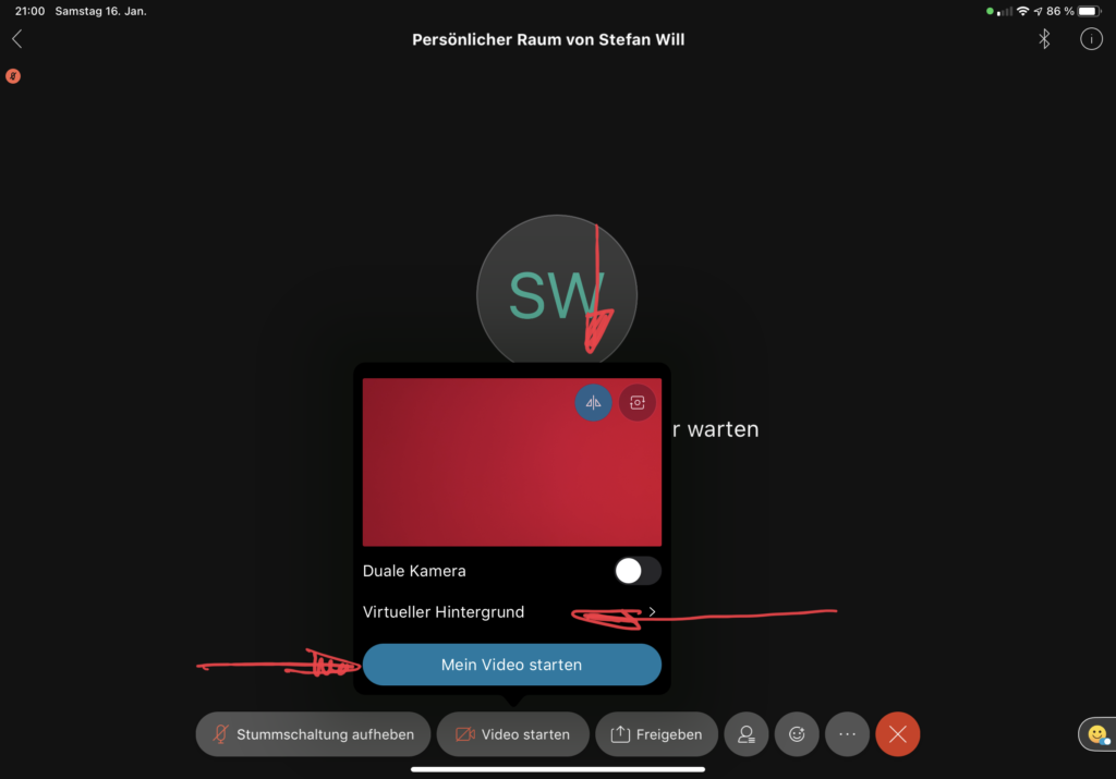 Screenshot aus WebEx-iPad-App