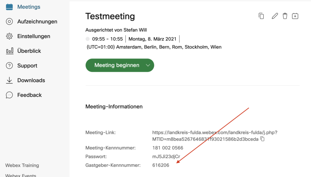 Screenshot Cisco Webex Meeting