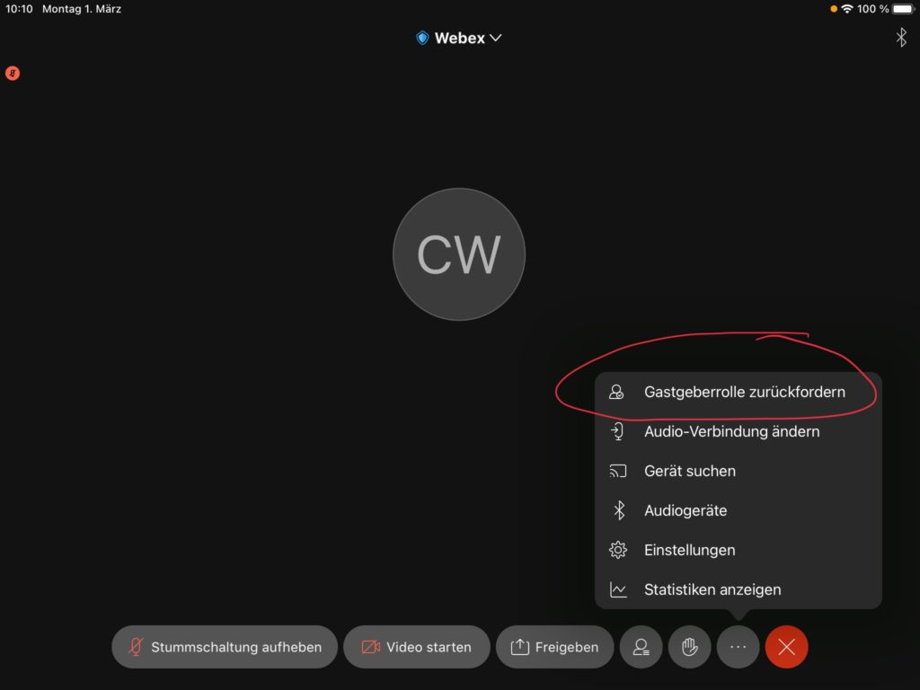 Screenshot Cisco Webex Meeting